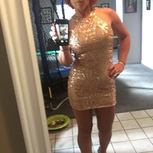 Rose Gold dress by Akira Chicago.  New Years Eve